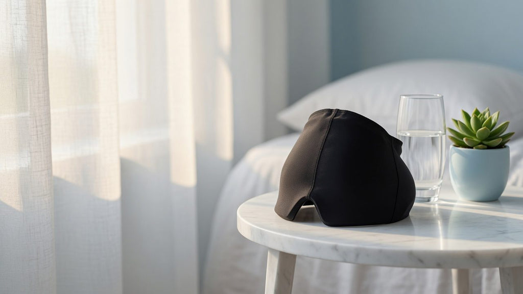 CryoCap 360° posé sur une table de chevet avec un verre d'eau