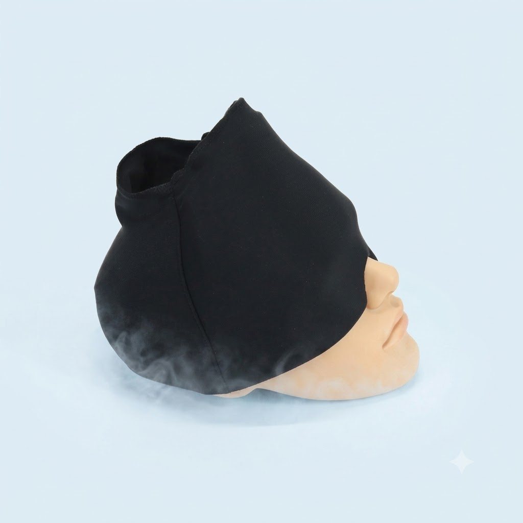 CryoCap 360° Glacéa — bonnet de froid pour migraines, packshot sur fond bleu glacier
